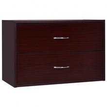Load image into Gallery viewer, 2-Drawer Dresser Horiztonal Organizer End Table Nightstand with Handle Wood-Brown