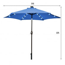 Load image into Gallery viewer, 9' Solar LED Lighted Patio Market Umbrella Tilt Adjustment Crank Lift -Blue