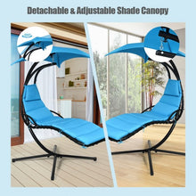 Load image into Gallery viewer, Hanging Stand Chaise Lounger Swing Chair w/ Pillow-Blue