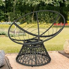 Load image into Gallery viewer, Rattan Papasan Chair Ergonomic 360-degree Swivel Soft Cushion Garden-Black