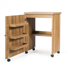 Load image into Gallery viewer, Folding Sewing Craft Table Shelf Storage Cabinet Home Furniture-Natural