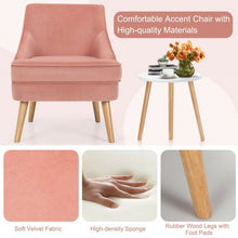 Load image into Gallery viewer, Velvet Upholstered Accent Chair with Rubber Wood Legs-Pink