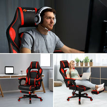 Load image into Gallery viewer, Massage Gaming Chair with Footrest and Lumbar Support