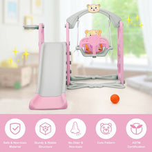 Load image into Gallery viewer, 3 in 1 Toddler Climber and Swing Set Slide Playset-Pink