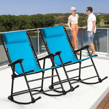 Load image into Gallery viewer, Outdoor Patio Headrest Folding Zero Gravity Rocking Chair-Turquoise