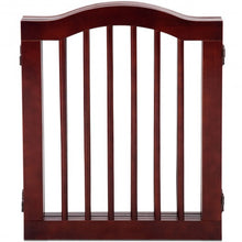 Load image into Gallery viewer, 4 Panels Folding Freestanding Wood Pet Dog Safety Gate-36"