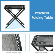 Load image into Gallery viewer, 3 pcs Folding Portable Zero Gravity Reclining Lounge Chairs Table-Gray