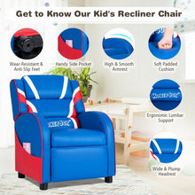 Load image into Gallery viewer, Kids Leather Recliner Chair with Side Pockets-Blue