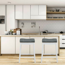 Load image into Gallery viewer, Set of 2 Nailhead Saddle Bar Stools-White