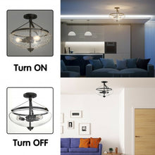 Load image into Gallery viewer, 3-Light Semi Flush Industrial Seeded Glass Mount Ceiling Lamp