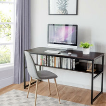 Load image into Gallery viewer, 55" Computer Desk Writing Table Workstation Home Office with Bookshelf-Espresso