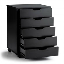 Load image into Gallery viewer, 5 Drawer Mobile Lateral Filing Storage Home Office Floor Cabinet with Wheels-Black