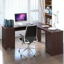 Load image into Gallery viewer, 66" �66" L-shaped Corner Computer Desk with Drawers-Coffee