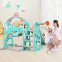 Load image into Gallery viewer, 3 in 1 Toddler Climber and Swing Set Slide Playset-Green