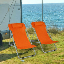 Load image into Gallery viewer, Portable Beach Chair Set of 2 with Headrest -Orange