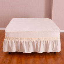 Load image into Gallery viewer, Twin / Full Size Around Bed 14" Elastic Wrap Ruffle Bed Skirt-Beige