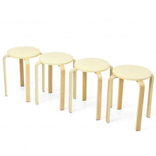 Load image into Gallery viewer, Set of 4 Bentwood Round Stool Stackable Dining Chair with Padded Seat-Beige