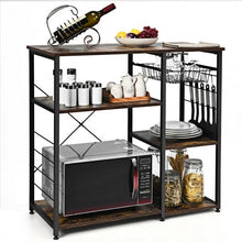 Load image into Gallery viewer, Industrial Kitchen Baker's Rack Microwave Shelf with 6 Hooks