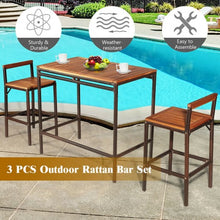 Load image into Gallery viewer, 3 PCS Patio Rattan Wicker Bar Dining Furniture Set