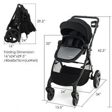 Load image into Gallery viewer, Foldable High Landscape Baby Stroller with Reversible Reclining Seat-Black
