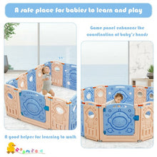 Load image into Gallery viewer, 16-Panel Foldable Playpen Kids Activity Center with Lockable Door