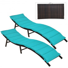 Load image into Gallery viewer, 2Pcs Folding Patio Lounger Chair-Turquoise
