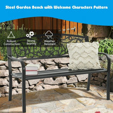 Load image into Gallery viewer, Outdoor Furniture Steel Frame Porch Garden Bench-Black