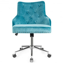 Load image into Gallery viewer, Tufted Upholstered Swivel Computer Desk Chair with Nailed Tri-Turquoise
