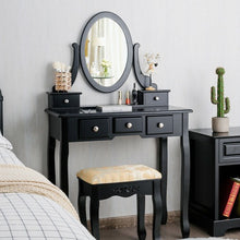 Load image into Gallery viewer, Vanity Make Up Table Set Dressing Table Set with 5 Drawers-Black