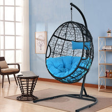 Load image into Gallery viewer, Hanging Cushioned Hammock Chair with Stand-Blue
