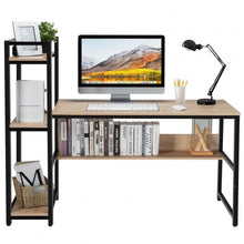 Load image into Gallery viewer, 59" Computer Desk Home Office Workstation 4-Tier Storage Shelves-Natural