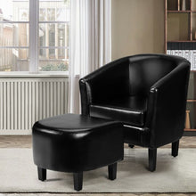Load image into Gallery viewer, Modern Accent Tub Chair and Ottoman Set with Fabric Upholstered-Black