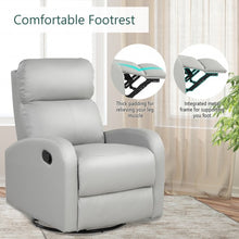 Load image into Gallery viewer, Recliner Chair Swivel Rocker Manual Single Sofa Lounger with Footrest-Gray