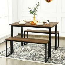 Load image into Gallery viewer, 3-Piece Kitchen Dining Table Set with 2 Benches for Limited Space -Natural