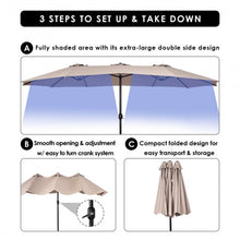 Load image into Gallery viewer, 15' Twin Patio Umbrella Double-Sided Outdoor Market Umbrella without Base-Beige