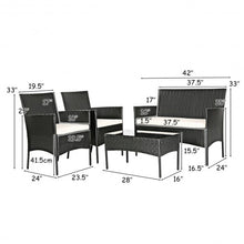 Load image into Gallery viewer, 4 Pcs Patio Rattan Cushioned Sofa Furniture Set