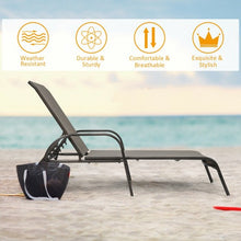 Load image into Gallery viewer, 2 Pcs Outdoor Patio Lounge Chair Chaise Fabric with Adjustable Reclining Armrest-Brown