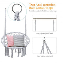 Load image into Gallery viewer, Hanging Macrame Hammock Chair with Handwoven Cotton Backrest-White