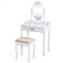 Load image into Gallery viewer, White Vanity Makeup Dressing Table with Rotating Mirror
