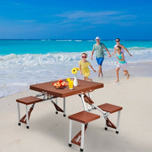 Load image into Gallery viewer, Outdoor Foldable Aluminum Picnic Table with Bench Seats