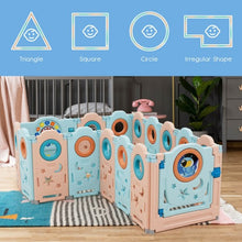 Load image into Gallery viewer, 16-Panel Foldable Baby Safety Play Yard Playpen with Lockable Gate