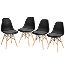Load image into Gallery viewer, 4Pcs Mid Century Dining Chair with Linen Cushion-Black