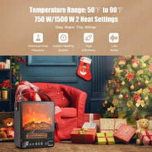 Load image into Gallery viewer, 1500W Electric Fireplace Tabletop Portable Space Heater w/3D Flame Effect-Walnut