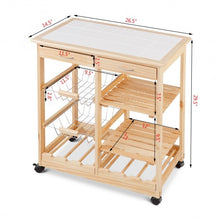 Load image into Gallery viewer, Rolling Wood Kitchen Trolley Cart Island Shelf w/ Storage Drawers Baskets New-Natural