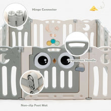 Load image into Gallery viewer, 16-Panel Baby Activity Center Play Yard with Lock Door -Beige