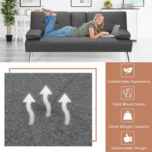 Load image into Gallery viewer, Convertible Folding Futon Sofa Bed Fabric with 2 Cup Holders-Dark Gray
