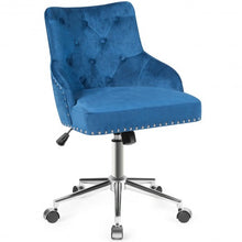 Load image into Gallery viewer, Tufted Upholstered Swivel Computer Desk Chair with Nailed Tri-Blue