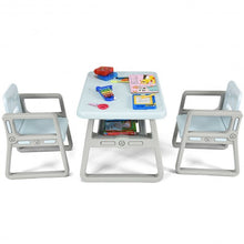 Load image into Gallery viewer, Kids Table and 2 Chairs Set with Storage Shelf-Blue