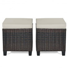 Load image into Gallery viewer, 2 Pcs Patio Rattan Ottoman Cushioned Seat Foot Rest