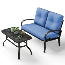 Load image into Gallery viewer, 2 Pcs Patio Outdoor Cushioned Coffee Table Seat-Blue